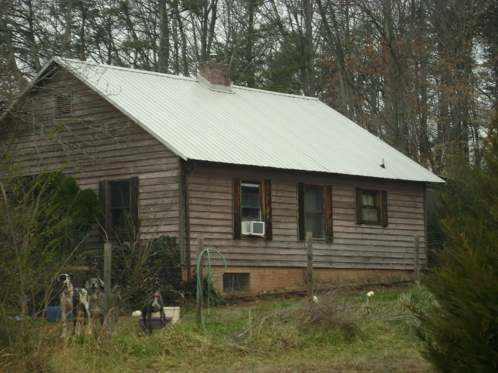 White metal roof on an old wood sided farmhouse, from a Asphalt Shingle Roof Repair job in Richfield